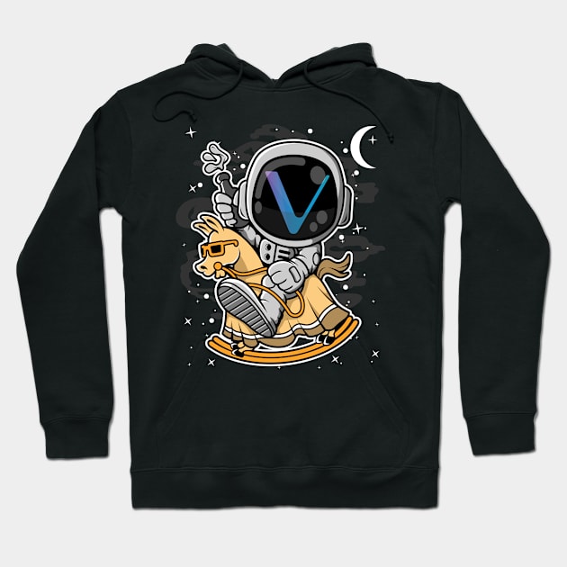 Astronaut Horse Vechain VET Coin To The Moon Crypto Token Cryptocurrency Blockchain Wallet Birthday Gift For Men Women Kids Hoodie by Thingking About